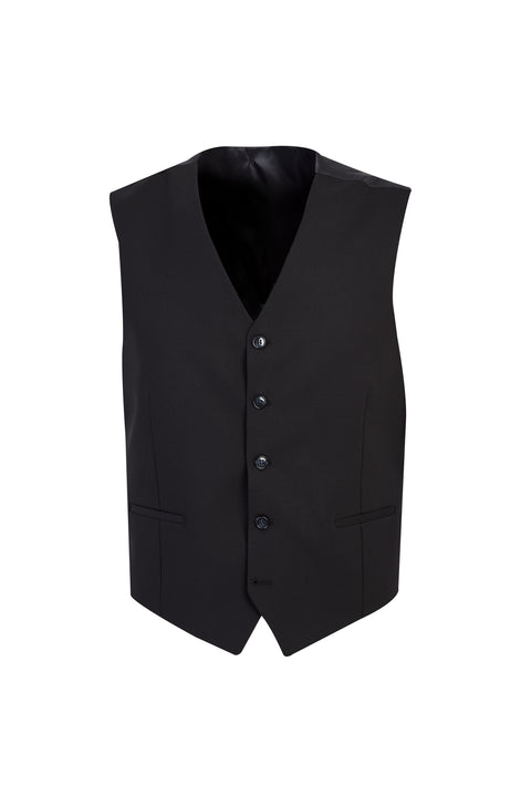 Black 4-Drop Relaxed Fit Wool Vest Suit