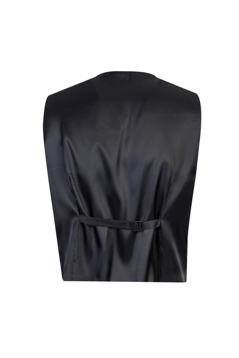 Black 4-Drop Relaxed Fit Wool Vest Suit