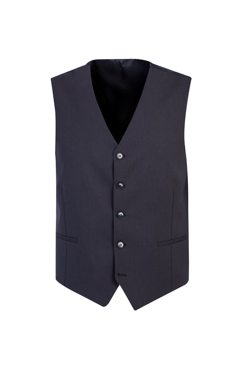 Koyu Füme 7 Drop Slim Fit Dar Kesim Yünlü Yelekli Takım Elbise