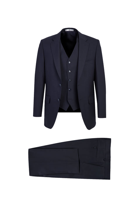 Dark Navy 7 Drop Slim Fit Suit with Vest