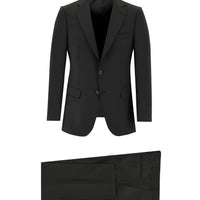 Black 6-Drop Regular Fit Standard Cut Wool Suit