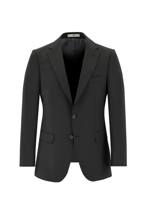 Black 6-Drop Regular Fit Standard Cut Wool Suit