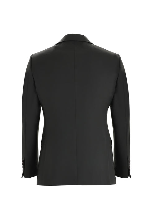 Black 6-Drop Regular Fit Standard Cut Wool Suit