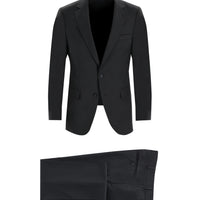 Black 6-Drop Regular Fit Standard Cut Wool Suit