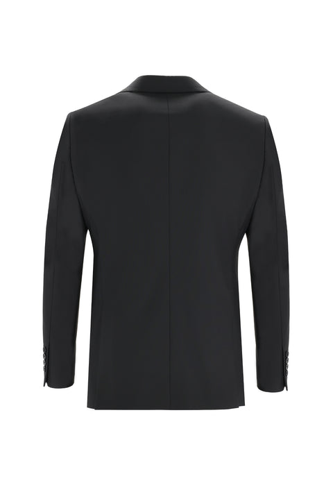 Black 4-Drop Relaxed Fit Wool Suit