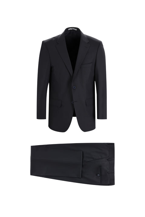 Dark Navy 4-Drop Relaxed Fit Wool Suit