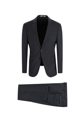  Koyu Füme 7 Drop Slim Fit Dar Kesim Yünlü Takım Elbise