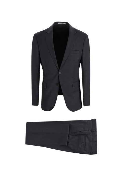 Dark Gray 7 Drop Slim Fit Narrow Cut Wool Suit