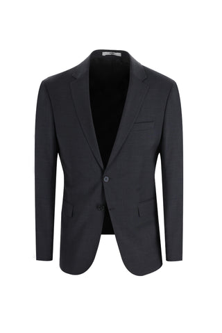  Koyu Füme 7 Drop Slim Fit Dar Kesim Yünlü Takım Elbise