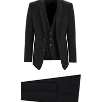 Black 7 Drop Slim Fit Narrow Cut Mono Collar Vest Tuxedo & Groom Suit