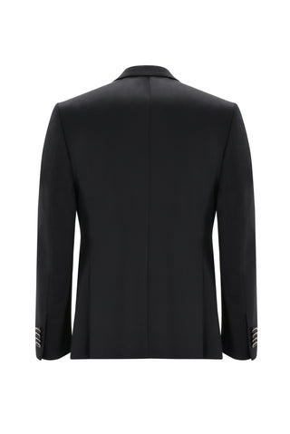  Siyah 7 Drop Slim Fit Dar Kesim Mono Yaka Yelekli Smokin & Damatlık