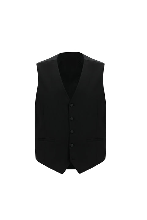 Black 7 Drop Slim Fit Narrow Cut Mono Collar Vest Tuxedo & Groom Suit