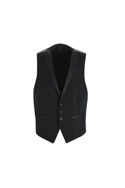 Black 7 Drop Slim Fit Narrow Cut Mono Collar Vest Tuxedo & Groom Suit