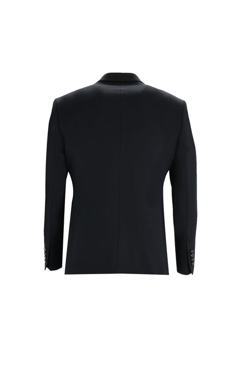 Black 7 Drop Slim Fit Narrow Cut Mono Collar Vest Tuxedo & Groom Suit