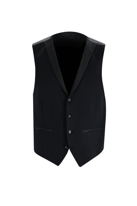 Black 7 Drop Slim Fit Narrow Cut Mono Collar Vest Tuxedo & Groom Suit