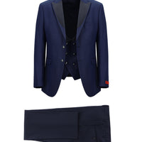 Dark Navy 6 Drop Regular Fit Standard Cut Pointed Collar Vest Tuxedo & Groom Suit