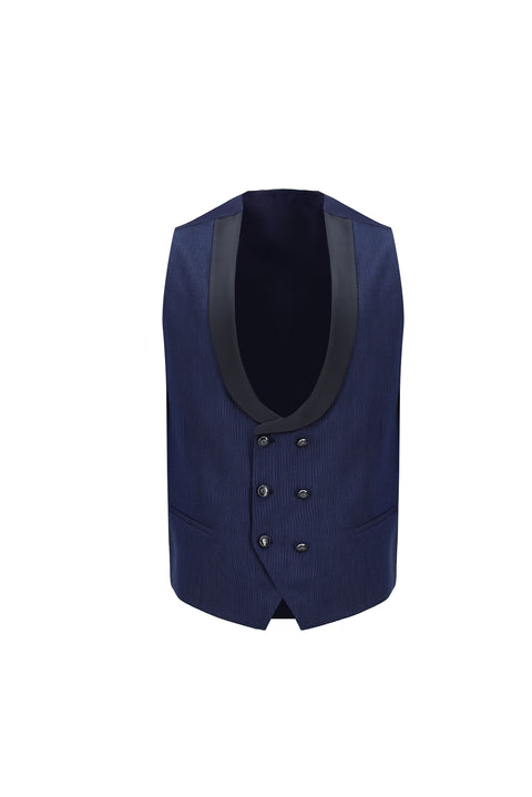 Dark Navy 6 Drop Regular Fit Standard Cut Pointed Collar Vest Tuxedo & Groom Suit