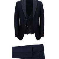 Dark Navy 7 Drop Slim Fit Narrow Cut Shawl Collar Vest Tuxedo & Groom Suit