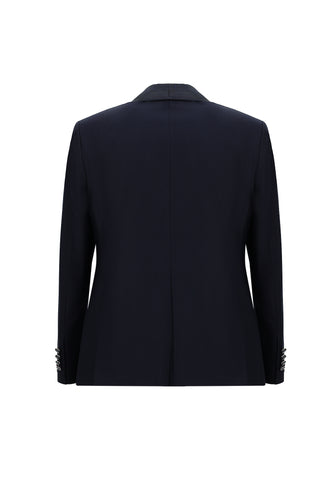  Koyu Lacivert 7 Drop Slim Fit Dar Kesim Şal Yaka Yelekli Smokin & Damatlık