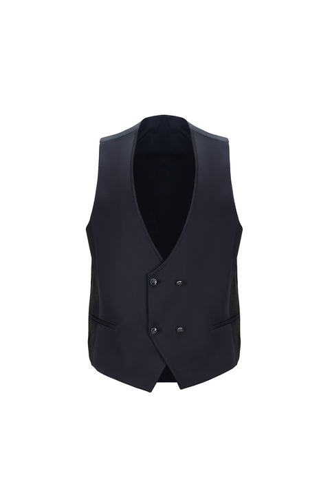 Dark Navy 7 Drop Slim Fit Narrow Cut Shawl Collar Vest Tuxedo & Groom Suit