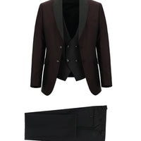 Dark Burgundy 7 Drop Slim Fit Narrow Cut Shawl Collar Vest Tuxedo & Groom Suit