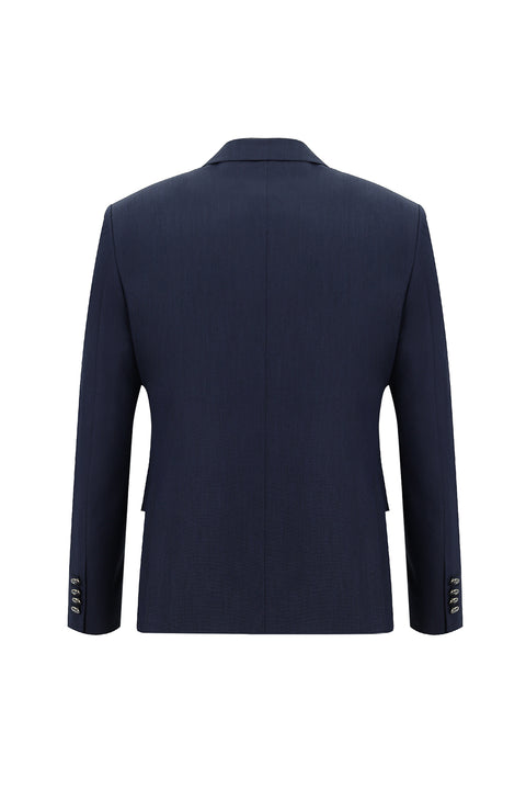 Orta Lacivert 7 Drop Slim Fit Dar Kesim Mono Yaka Yelekli Smokin & Damatlık