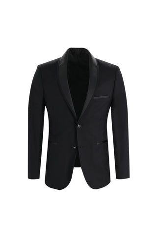  Siyah 7 Drop Slim Fit Dar Kesim Şal Yaka Smokin & Damatlık