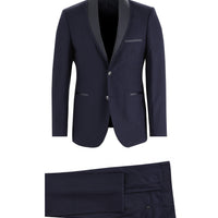 Koyu Lacivert 7 Drop Slim Fit Dar Kesim Şal Yaka Smokin & Damatlık