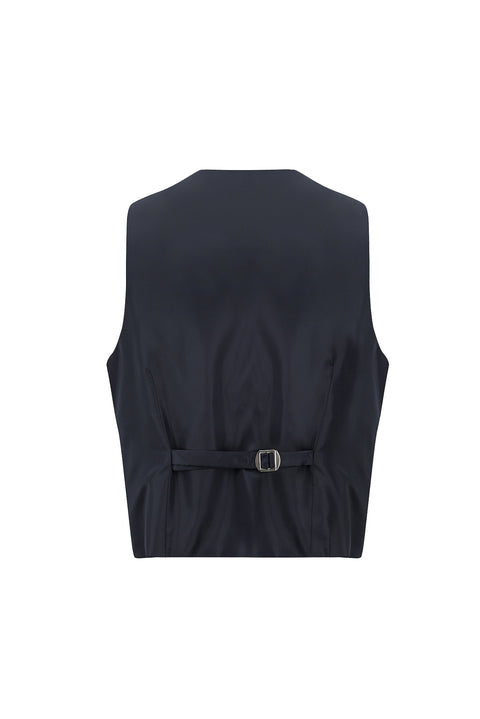 Dark Navy 7 Drop Slim Fit Narrow Cut Shawl Collar Vest Tuxedo & Groom Suit
