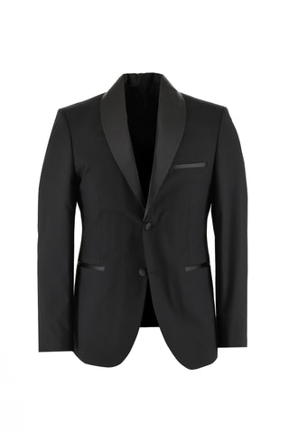  Siyah 7 Drop Slim Fit Dar Kesim Şal Yaka Smokin & Damatlık
