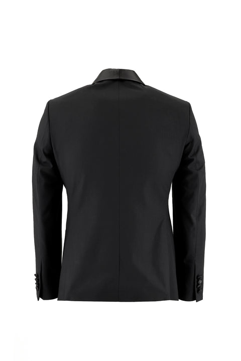 Siyah 7 Drop Slim Fit Dar Kesim Şal Yaka Smokin & Damatlık