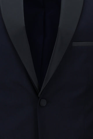  Koyu Lacivert 7 Drop Slim Fit Dar Kesim Şal Yaka Smokin & Damatlık