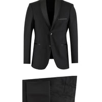Black 7 Drop Slim Fit Narrow Cut Shawl Collar Tuxedo & Groom Suit