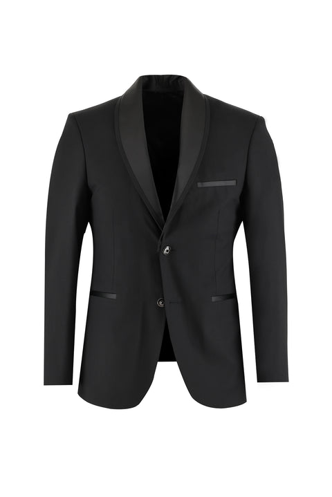 Black 7 Drop Slim Fit Narrow Cut Shawl Collar Tuxedo & Groom Suit