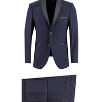 Dark Navy 7 Drop Slim Fit Narrow Cut Shawl Collar Tuxedo & Groom Suit
