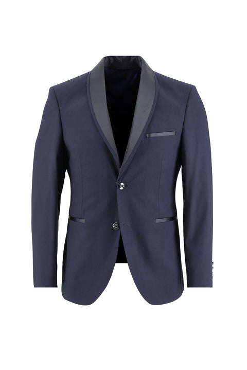 Dark Navy 7 Drop Slim Fit Narrow Cut Shawl Collar Tuxedo & Groom Suit