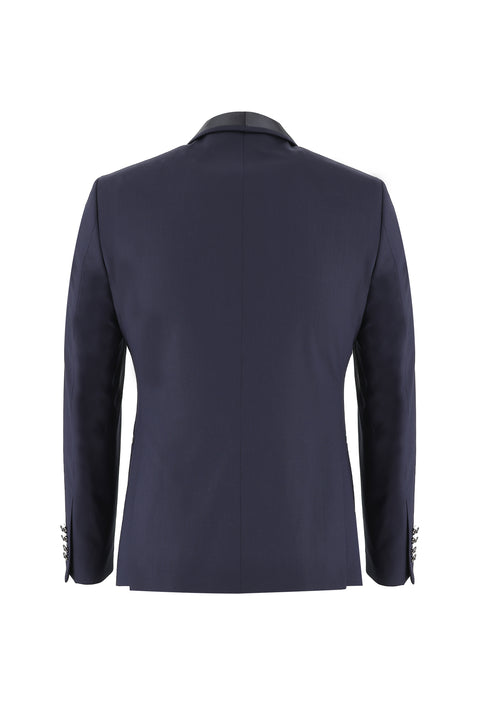 Dark Navy 7 Drop Slim Fit Narrow Cut Shawl Collar Tuxedo & Groom Suit