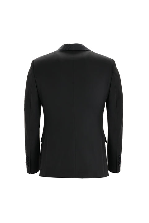 Siyah 7 Drop Slim Fit Dar Kesim Şal Yaka Yelekli Smokin & Damatlık