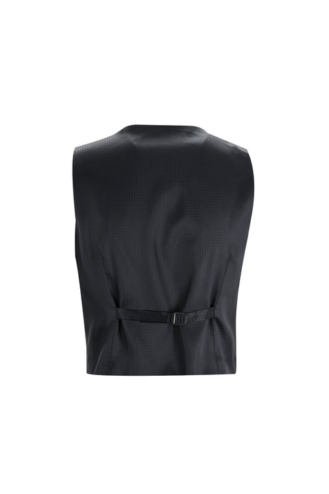Siyah 7 Drop Slim Fit Dar Kesim Şal Yaka Yelekli Smokin & Damatlık