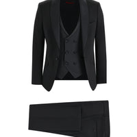 Black 7 Drop Slim Fit Narrow Cut Shawl Collar Tuxedo & Groom Suit