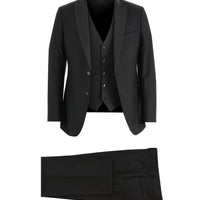 Black 7 Drop Slim Fit Narrow Cut Pointed Collar Vest Tuxedo & Groom Suit