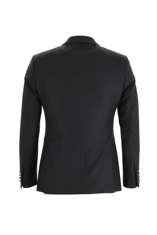  Siyah 7 Drop Slim Fit Dar Kesim Sivri Yaka Yelekli Smokin & Damatlık