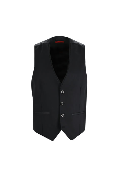 Siyah 7 Drop Slim Fit Dar Kesim Sivri Yaka Yelekli Smokin & Damatlık