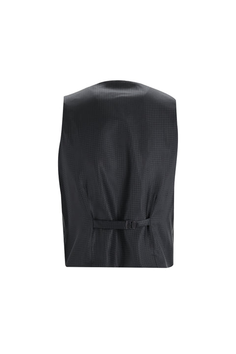 Siyah 7 Drop Slim Fit Dar Kesim Sivri Yaka Yelekli Smokin & Damatlık