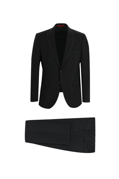 Black 7 Drop Slim Fit Narrow Cut Pointed Collar Tuxedo & Groom Suit