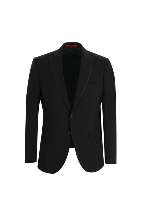Black 7 Drop Slim Fit Narrow Cut Pointed Collar Tuxedo & Groom Suit
