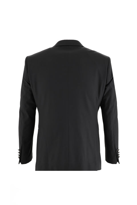 Siyah 7 Drop Slim Fit Dar Kesim Sivri Yaka Yelekli Smokin & Damatlık