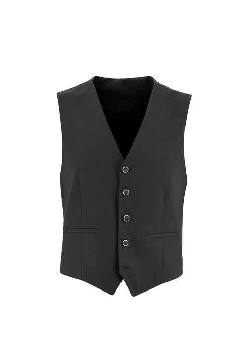 Siyah 7 Drop Slim Fit Dar Kesim Sivri Yaka Yelekli Smokin & Damatlık