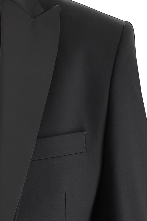 Siyah 7 Drop Slim Fit Dar Kesim Sivri Yaka Yelekli Smokin & Damatlık