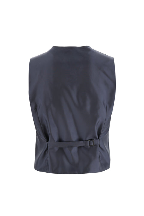 Koyu Lacivert 7 Drop Slim Fit Dar Kesim Sivri Yaka Yelekli Smokin & Damatlık